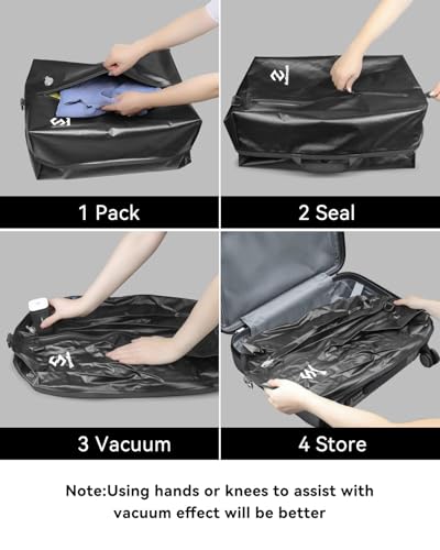 34L Vacuum Bags for Travel, Compression Bags with Pump, Reusable IP67 Waterproof Vacuum Seal Packing Cubes for Carry On Suitcase and Backpack (1PC + Pump + Shoulder Strap) - size: 1PC-PUMP