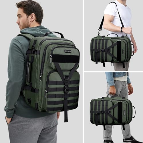 WITZMAN Carry On Travel Backpack for Men Large Convertible 45L Fit 17 Inch Laptop Backpack 3 in 1 Bag for Airline Approved(B688 Light Green) - color: Light Green