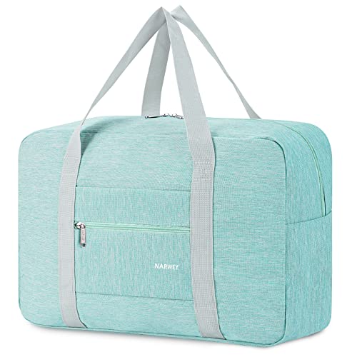 For Spirit Airlines Personal Item Bag Foldable Travel Duffel Bag Tote Carry on Luggage Duffle Overnight for Women and Men - color: 1112-Thick Series Mint Green