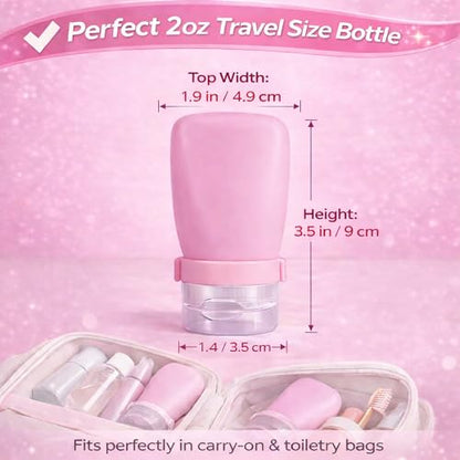 2 oz Silicone Travel Bottles, Leakproof Squeeze Bottle Mini Travel Size Container for Toiletries Lotion Shampoo and Conditioner Liquid Salad Dressing to go Condiment, TSA Approved, 4 Pack - color: Grey, Pink, Green, White, size: 2 oz