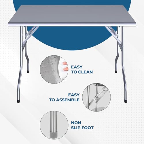 Premium Quality Stainless Steel Open Base Folding Utility Table - Folding Work Table for Commercial Kitchen, Restaurant, Hotel and Garage - NSF (24" x 48") - size: 24" x 48"