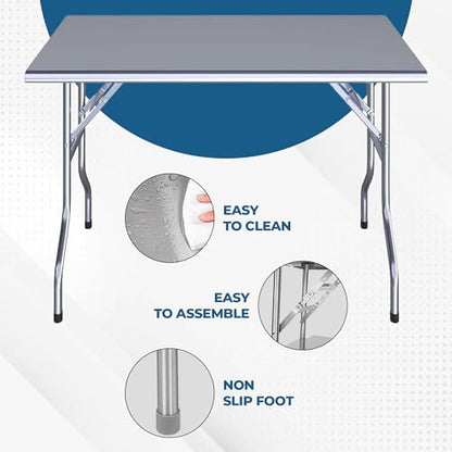 Premium Quality Stainless Steel Open Base Folding Utility Table - Folding Work Table for Commercial Kitchen, Restaurant, Hotel and Garage - NSF (24" x 48") - size: 24" x 48"
