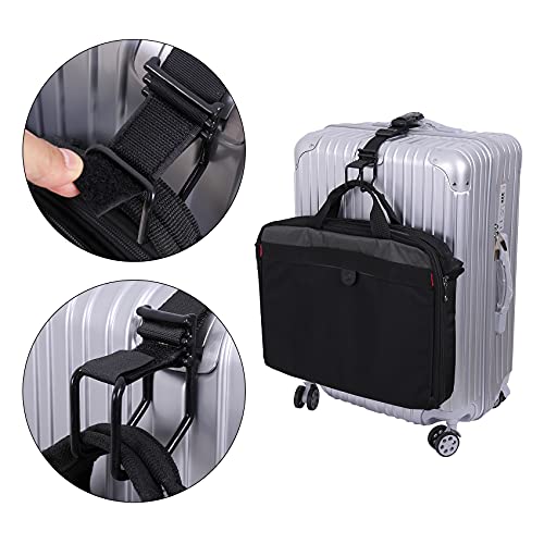 Luggage Hook Strap,J Hook for add a Bag Luggage,Multi Adjustment Bag Strap Hook with Hands Free(Black-Middle Size) - size: Medium size/Standard buckle