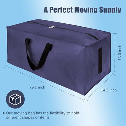 HOMESURE 8 Pack Large Strong Moving Bags with Zippers & Carrying Handles - Water-Resistant - Heavy Duty Storage Tote for Space Saving, Fold Flat, Alternative to Moving Box (Blue)