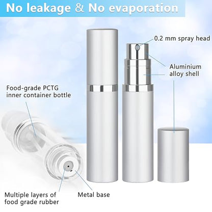 Refillable Perfume Atomizer Travel Bottle 5ml Leakproof Luxury Travel Perfume Refillable Bottle, Portable Fragrance Atomiser (Silver) - color: Silver