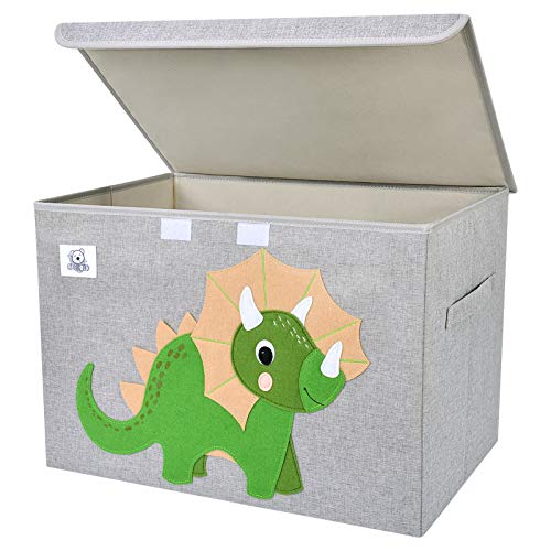 Foldable Large Kids Toy Chest with Flip-Top Lid, Collapsible Fabric Animal Toy Storage Organizer/Bin/Box/Basket/Trunk for Toddler, Children and Baby Nursery (Triceratops) - color: Triceratops