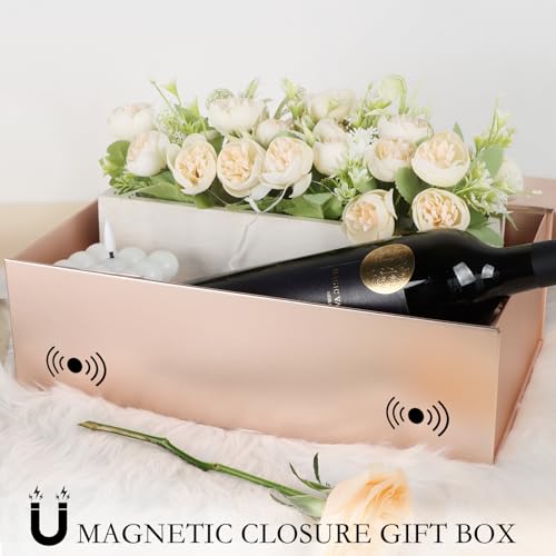 LFBOX Rose Gold Gift Box with Magnetic Lid 13.8x8.3x4.4 in, Bridesmaid Groomsman Proposal Box, Large Rectangle Storage Box 5 Pack - color: Rose Gold, size: 1 count (Pack of 5)