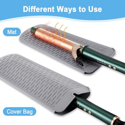 Shappy 2 Pcs Heat Resistant Hair Tools Bag Curling Iron Travel Case Cover Neoprene Flat Iron Holder Travel Case and Silicone Mat Pouch for Hot Hair Tools Storage Organizer(Flamingo Style) - style: Flamingo Style