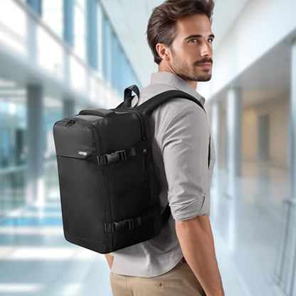 HOMIEE Ryanair Personal Item 40x20x25 Travel Bag, 20L Carry on Backpack TSA Approved Under Seat Water Resistant Cabin Bag for Weekender Gift Fits 15.6 Inch Laptop, Black - color: Black, size: Large