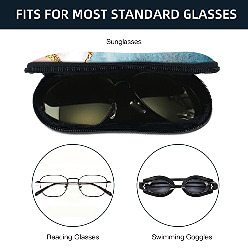 Sunglasses Soft Case with Carabiner Ultra Light Neoprene Zipper Glasses Case - color: Pink Blue White