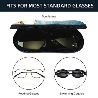 Sunglasses Soft Case with Carabiner Ultra Light Neoprene Zipper Glasses Case - color: Pink Blue White