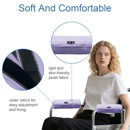 SPRING SEAON Wheelchair Armrest Covers 2 Pack Soft Memory Foam Wheelchair armrest Pads Wicking Washable for Office Transport Chair (Deep Purple) - color: Deep Purple