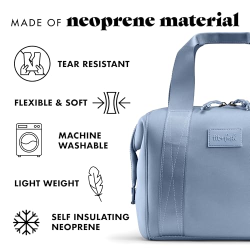 Fit & Fresh Remi Lunch Bag for Women Work – Neoprene Lunch Tote with Containers & Ice Pack, Reusable Meal Prep Lunch Box, Large Capacity, Machine Washable, Slate - color: Blue