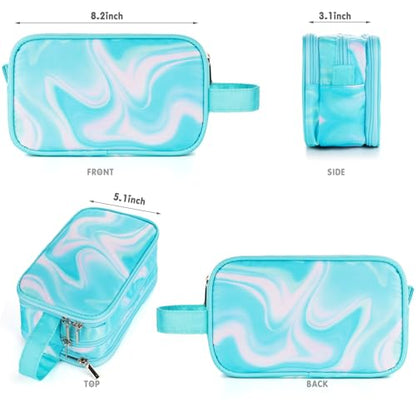 Teal Toiletry Bag for Girls, Travel Toiletry Bag for Teen Girls Cosmetic Bag Makeup Bag Waterproof Hanging Wash Bag Kids Toiletries, Green - color: Fluids-Teal