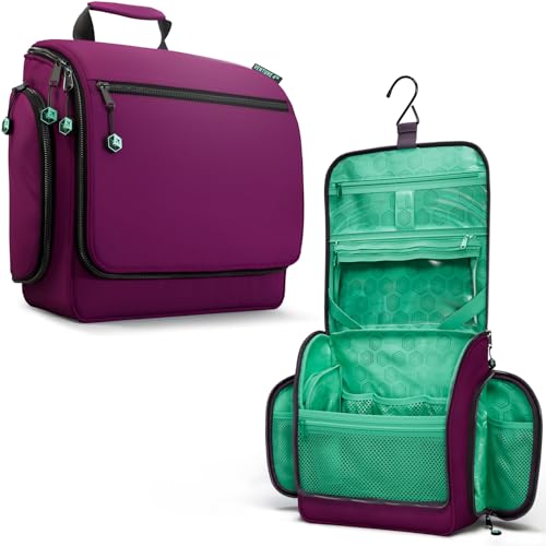 VENTURE 4TH Hanging Travel Toiletry Bag for Women & Men – Large Toiletry Organizer with 18 Compartments, Removable TSA Pouch, Travel Wash Bag for Toiletries, Makeup & Shaving Kit (Purple/Mint) - color: Purple/Mint
