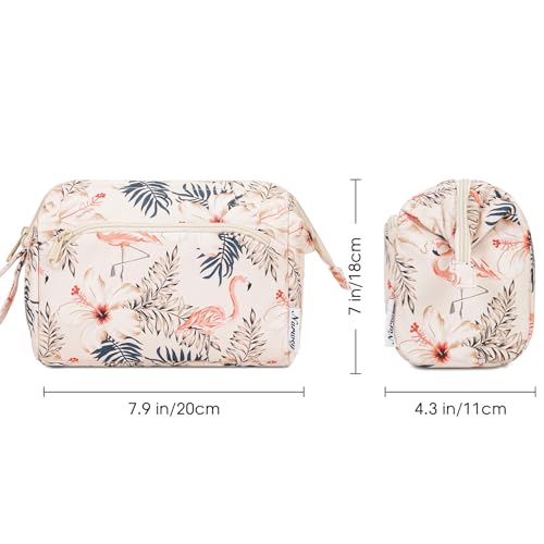 Narwey Women Makeup Bag Wide-open Make up Bag Travel Cosmetic Organizer Toiletry Bag for Cosmetics Toiletries Accessories (Beige Flamingo) - color: Y-Beige Flamingo