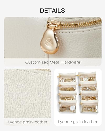 VLANDO Jewelry Travel Case,Travel Jewelry Organizer with Clear Velvet Jewelry Bags Zipper Pouch for Women Girl Gift- 8Pcs White - color: C.8PCS White