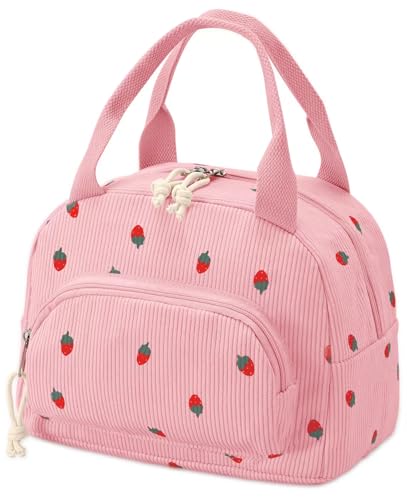 Lunch Bag Women Lunch Box for Women Adult Cute Insulated Lunch Bag Small Cooler Lunch Tote Bags for Work Picnic Travel (Pink-Strawberry) - color: Pink-Strawberry