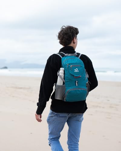 WATERFLY Small Lightweight Packable Backpack: 20l Ultra Light Foldable Travel Hiking Camping Daypack Day Pack for Man Woman - color: A-teal Blue