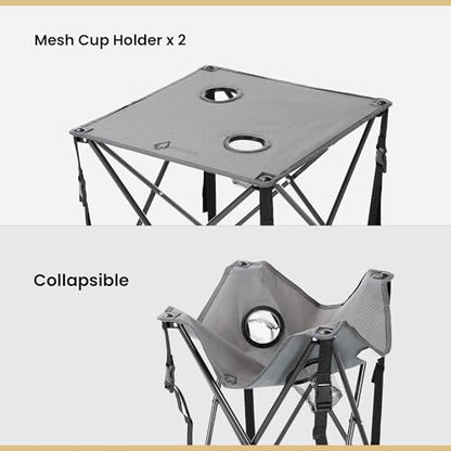 ARROWHEAD OUTDOOR 26” (66cm) Portable Camping Folding Table, 2 Cup Holders, Square, Carrying Case, Steel Frame, High-Grade 600D Canvas - color: Gray 2pack