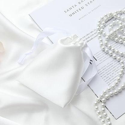 Silk Satin Sleeping Eye Mask, White Sleep Eye Night Blindfold for Women and Men, Soft Breathable Blackout Eyeshade Eye Cover for Travel, Wedding Bridesmaid Gift - color: White