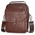 Augus Leather Small Messenger Bag For Men Crossbody Handbag Shoulder Sling Travel Bags for Men Purse Daypack Magnetic Buckle - color: Dark Brown-1
