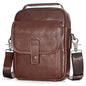 Augus Leather Small Messenger Bag For Men Crossbody Handbag Shoulder Sling Travel Bags for Men Purse Daypack Magnetic Buckle - color: Dark Brown-1