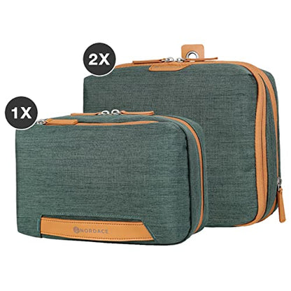 Nordace Travel Packing Organizers Set for Men and Women - 2x Packing Cubes & 1x Wash Pouch - Durable & Water Resistant (Green) - color: Green