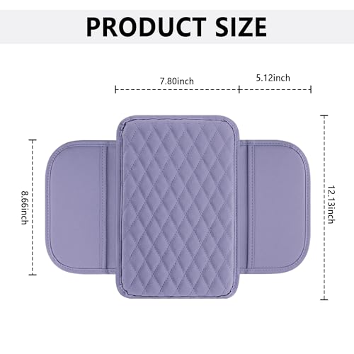Stacool Upgraded Car Center Console Cover,Microfiber Leather Car Armrest Cover Cushion with 2 Storage Bags,Universal Car Armrest Storage Box (Purple) - color: Purple
