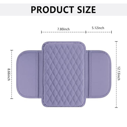 Stacool Upgraded Car Center Console Cover,Microfiber Leather Car Armrest Cover Cushion with 2 Storage Bags,Universal Car Armrest Storage Box (Purple) - color: Purple