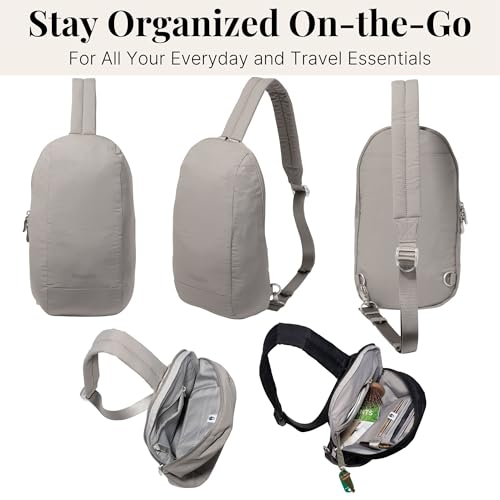 Baggallini Swift Sling - Lightweight 7.25"x 12.5" Crossbody Sling Backpack with Convertible - color: B-lite Silver Sand
