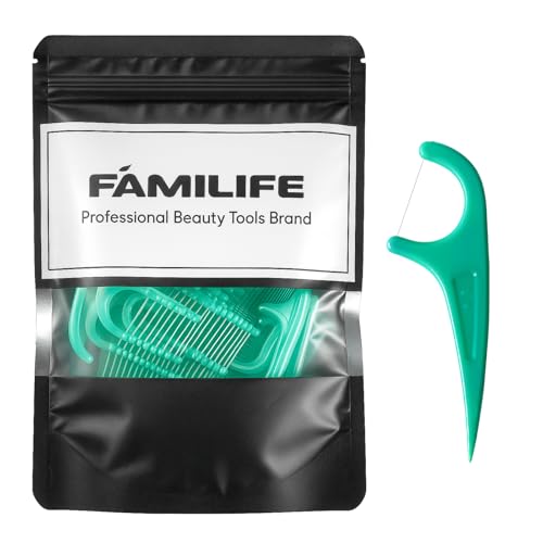 FAMILIFE Floss Picks 90 Count Mint Flavor, Dental Floss Picks for Adults & Kids, Strong Thread Flossers & Tooth Picks Flossers for Daily Oral Care Travel Floss Bag - color: Mint 90 Pcs
