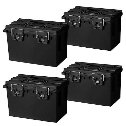 Sheffield 12764 XL Storage Bins With Lids, 4-Pack Stackable Storage Bins, Made in USA, Lockable and Water-Resistant Containers with Lids, Plastic Containers for Home, Classroom, and Dorm - color: Black, size: XL 4-Pack