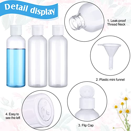 Eccliy 100 Pack 3.4oz Plastic Bottles Travel Lotion Bottle Squeeze Container Plastic Bottles with Caps Small Travel Empty Refillable Toiletry Containers for Liquid Lotion Creams with 5 Funnels (Clear) - color: Clear, size: 3.4oz