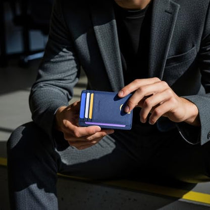 Buffway Slim Minimalist Front Pocket RFID Blocking Leather Wallets for Men and Women - Cross Blue - color: Cross Blue