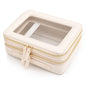 Aveniee Large Clear Makeup Bags, Double Layer Cosmetic Bags with Separate Brush Compartment, Travel Toiletry Bag Cosmetic Train Case, Travel Accessories Organizer for Women(2 Layers, White) - color: Off-White, style: Dual Layer