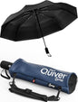 Repel Windproof Travel Umbrella - Compact & Withstands Winds up to 100MPH , Strongest Premium Auto Folding Umbrella for Rain and Sun - Durable, Light & Portable for Women & Men , Fits Backpack & Cars - color: Black Umbrella + Navy Blue Carrying Sling