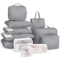 Compression Packing Cubes 11pc Set, Expandable Travel Organizers for Suitcases & Carry Ons, Durable Luggage Packing Bags for Travel Essentials Gray - color: Gray
