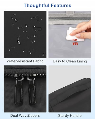 Relavel Hanging Toiletry Bag for Men and Women, Travel Toiletries Bag Water-resistant Large Makeup Cosmetic Organizer Storage, Shaving Dopp Kit Shower Bathroom Hygiene Bags, Carry-on Travel Essentials - color: Black