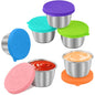 LIEMAND 6x2.7 oz Salad Dressing Container to Go, Leakproof Reusable Stainless Steel small container with lid,Sauce Containers for Lunch box,Picnics,Travel,Office and Meal Prep - color: Rainbow, size: 2.7oz