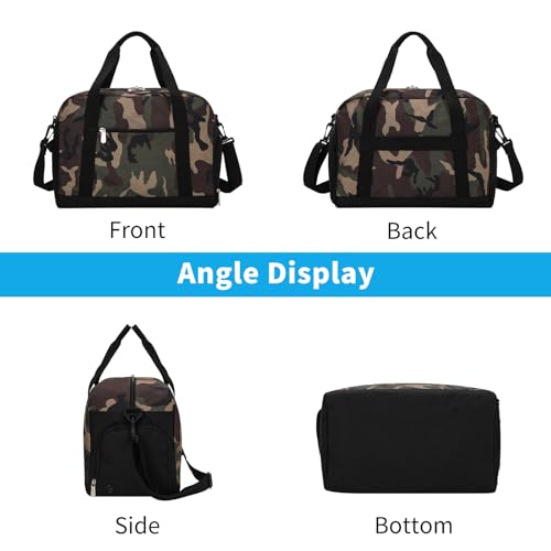 Apenze Small Gym Bag 14 inch lightweight Carry On Mini Duffel Bag with Shoe Compartment for Travel Sport - Camouflage - color: Camouflage