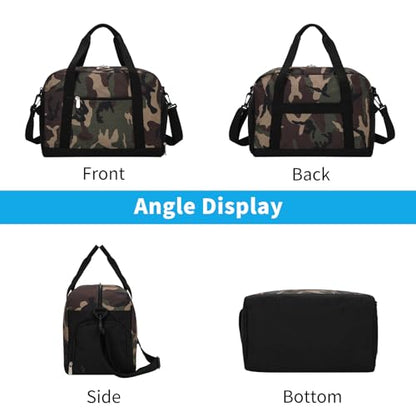 Apenze Small Gym Bag 14 inch lightweight Carry On Mini Duffel Bag with Shoe Compartment for Travel Sport - Camouflage - color: Camouflage