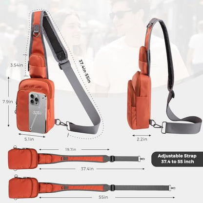 VADOO Sling Bag, Crossbody Bag with Zipper Lock, RFID Blocking & Water Resistant for Men and Women - color: Orange