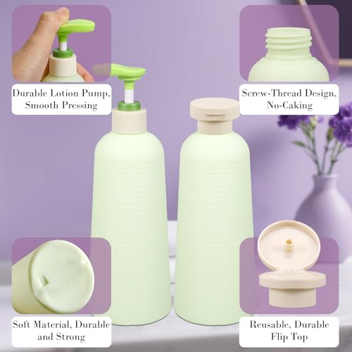 16.9oz Travel Shampoo Bottle with Flip Cap, Refillable Plastic Pump Bottles Dispenser for Soap, Shampoo, Lotions, Liquid Body Wash, Creams and Massage Oil (2Pack, 16.9oz/500ml) - size: 16.9 fl oz