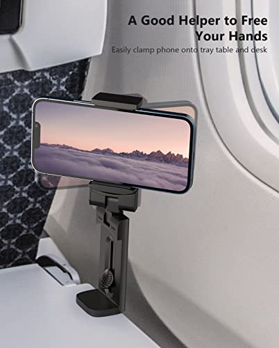 MiiKARE Travel Essentials Airplane Phone Holder, Universal Handsfree Phone Mount for Flying with 360 Degree Rotation, Travel Must Haves Phone Stand for Desk, Tray Table, Black&Purple - color: Black&Purple