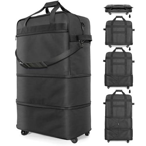Suitcases with Wheels, Expandable Foldable Luggage Bag, Collapsible Rolling Travel Bag for Men Women, Lightweight Duffel Bag with Spinner Wheel (X Large)