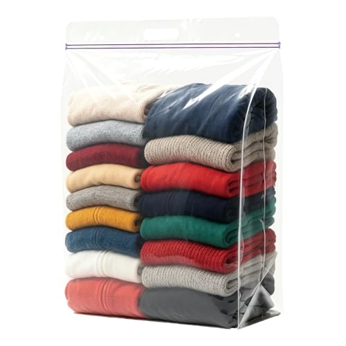 20 Gallon Jumbo Zipper Storage Bags, Pack of 12, Clear Plastic Storage Bag with Handle, 24 x 32 Inch Heavy Duty Ziplock Storage Bag Resealable Large Bag with Zipper Top for Moving and Bedding, 4 Mil - size: 20 Gallon - 12 Pack
