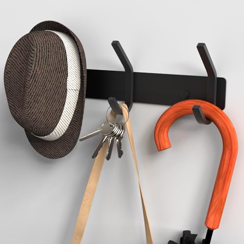 VAEHOLD 2PACK Coat Hooks Wall Hook for Hanging Clothes Robes Towels Hats Heavy Duty Coat Hanger Coat Rack Wall Mount with 3 Hooks - Black - color: Black, size: “C“ Shape 3 Hooks 2 Pack