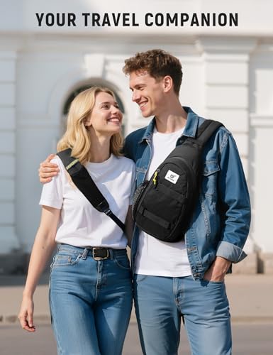 SKYSPER Sling Bag Anti-Theft RFID Crossbody Bag Travel Cross Body Backpack Shoulder Hiking Sling Daypack(Black)