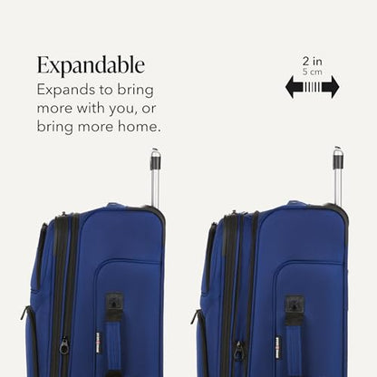 SWISSGEAR Sion Softside Expandable Spinner Luggage Durable Lightweight Travel Suitcase, Blue, Checked-Medium - color: Blue, size: Checked-Medium